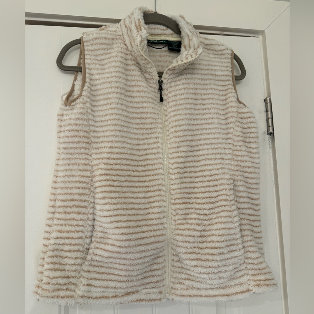 Stillwater Supply Co. Women’s Size Small Fleece Full Zip Vest Brown Striped